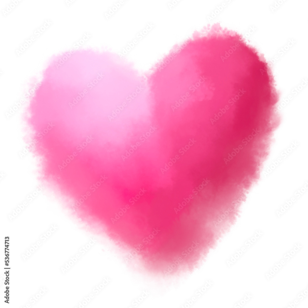 Watercolor of a pink  heart, PNG