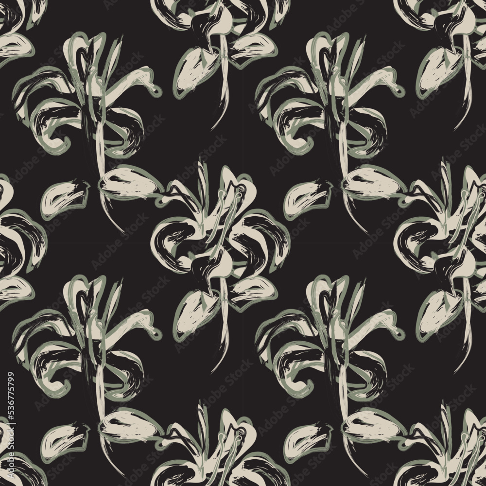 Fototapeta premium Floral Brush strokes Seamless Pattern Design