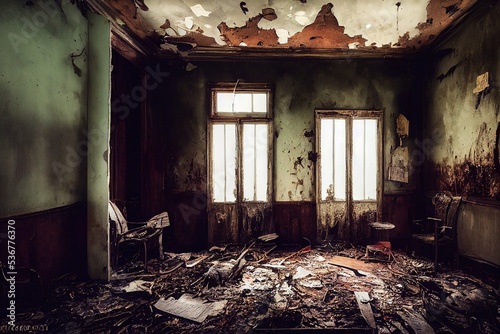 abandoned building interior 