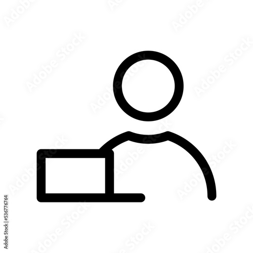 Icono de usuario trabajando en el computadora. Administración del usuario. Ilustración vectorial