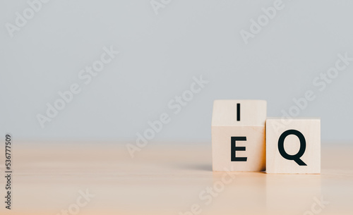 Canvas Print EQ to IQ filpping which word on wooden cube block