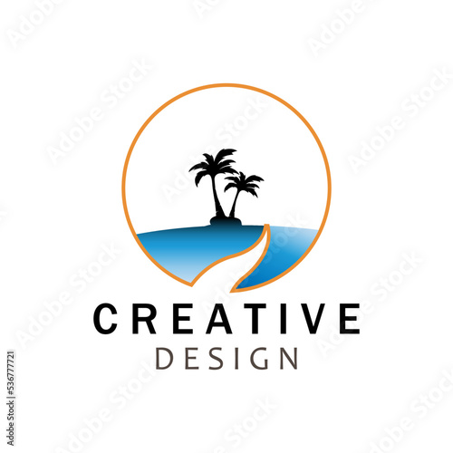 palm tree logo design vector template.