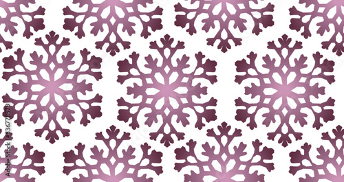 Pink gradient snowflakes. Vector seamless pattern