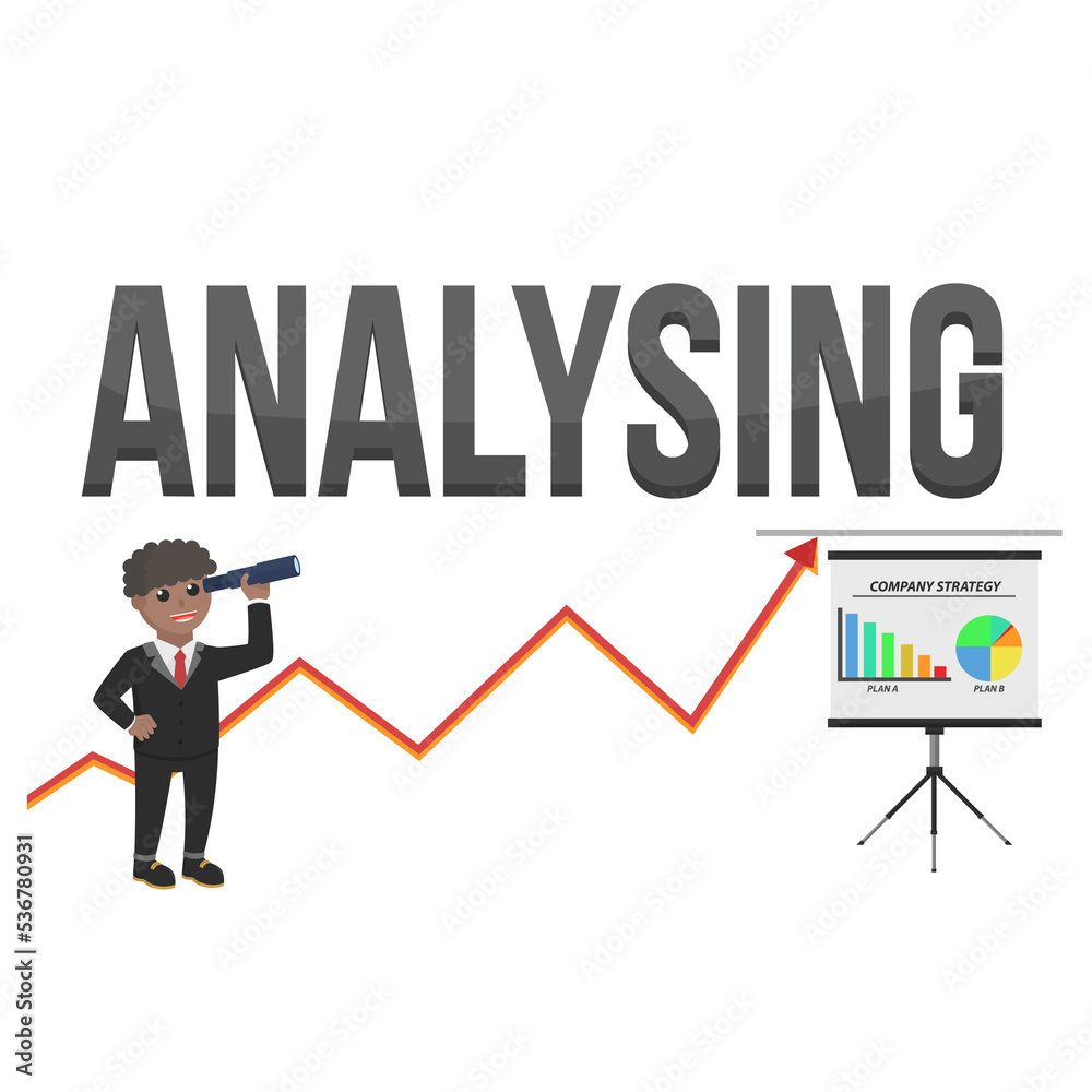 business african analysing design character on white background business african analysing design character on white background
