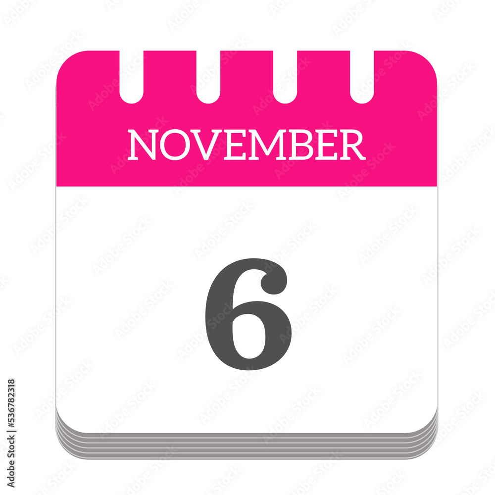 November 6 calendar flat icon