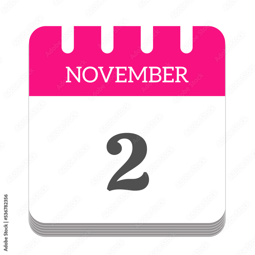 November 2 calendar flat icon