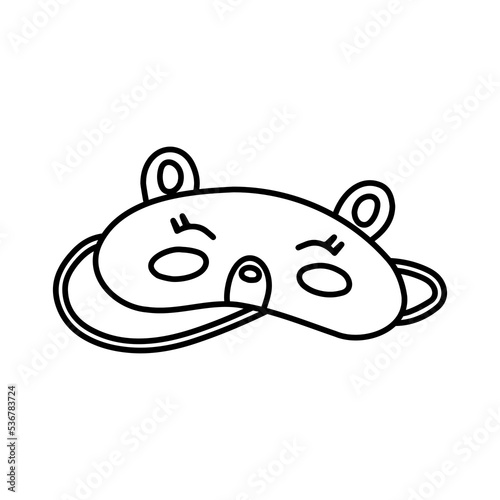 Eye mask doodle vector sleeping night accessory relax resst in traveling illustration set of face sleepy protection cartoon asleep beer