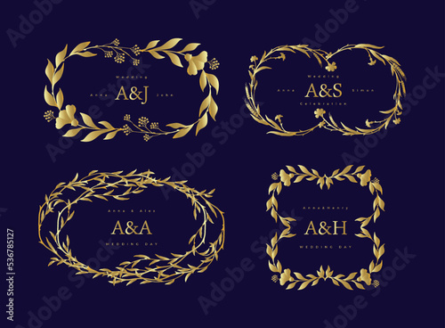 Collection of personal wedding monograms. Set of vintage vector templates.