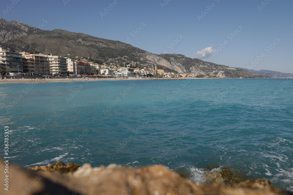 Details from the sea town of Menton on the French riviera during a sunny spring day.