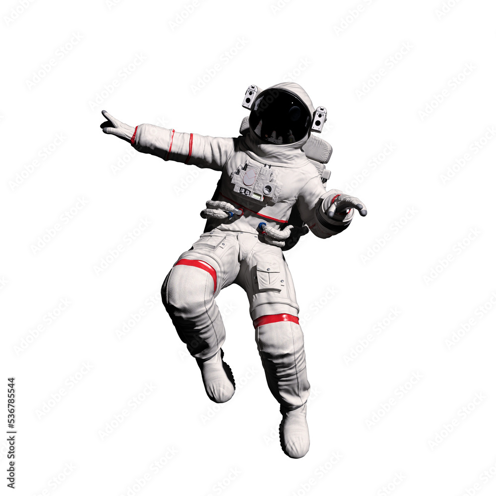 Astronaut, with transparent background, 3D rendering.