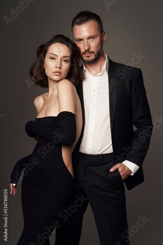 Fashion studio photo of a sensual couple