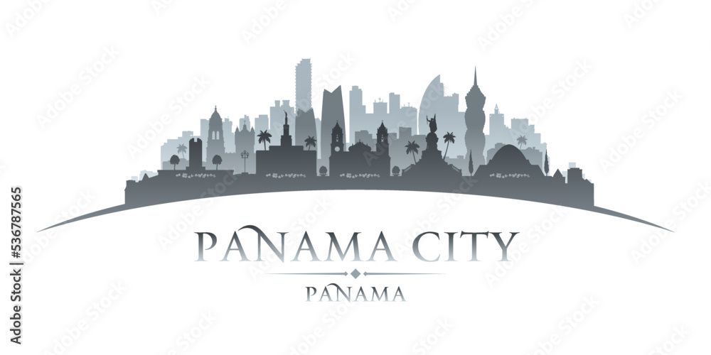 Panama city silhouette white background