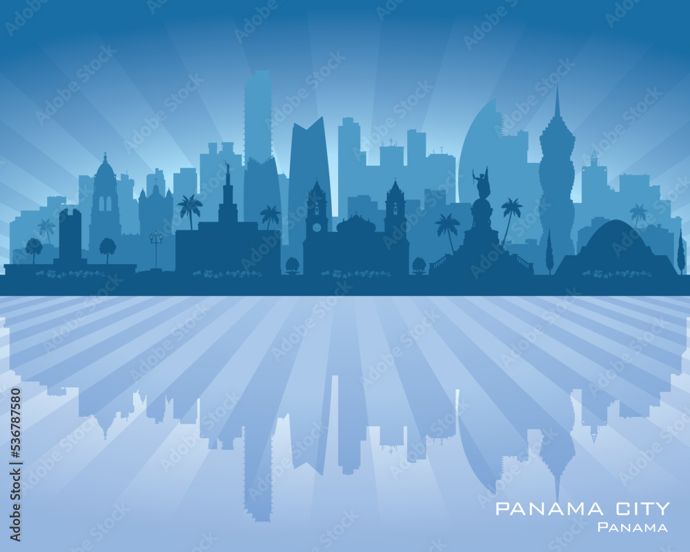 Panama city skyline vector silhouette