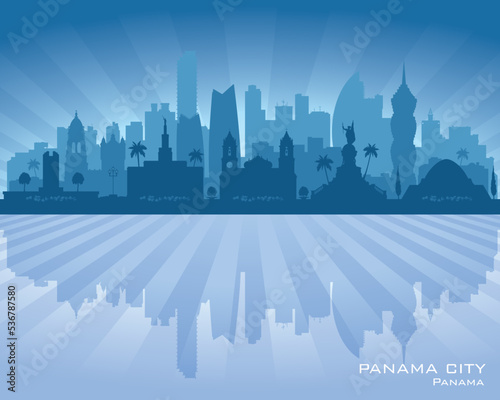 Panama city skyline vector silhouette