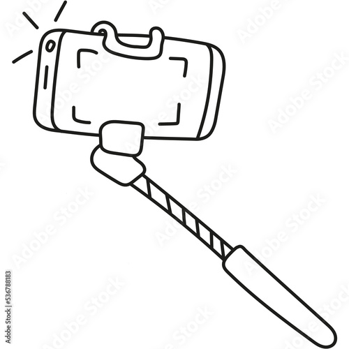 Hand drawn  illustration of selfie stick