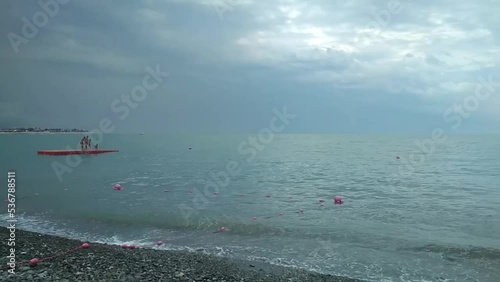 Sea after thunderstorm, Imereti beach. Adler, Sochi, Russia