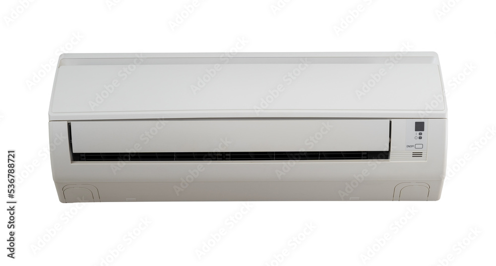 Office home air conditioner for cooling in the heat, wall-mounted split system with the ability to supply heat in the cold isolated on a white transparent background. Office home air conditioner for cooling in the heat, wall-mounted split system with the ability to supply heat in the cold isolated on a white transparent background.