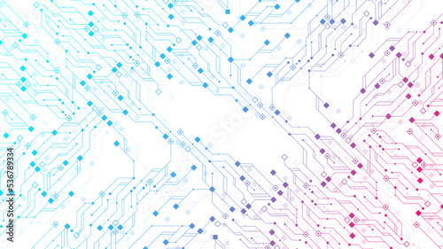 Modern technology circuit board texture background design. Waves flow. Quantum explosion technology. Quantum computer technologies concept. Futuristic blue circuit board background vector motherboard.