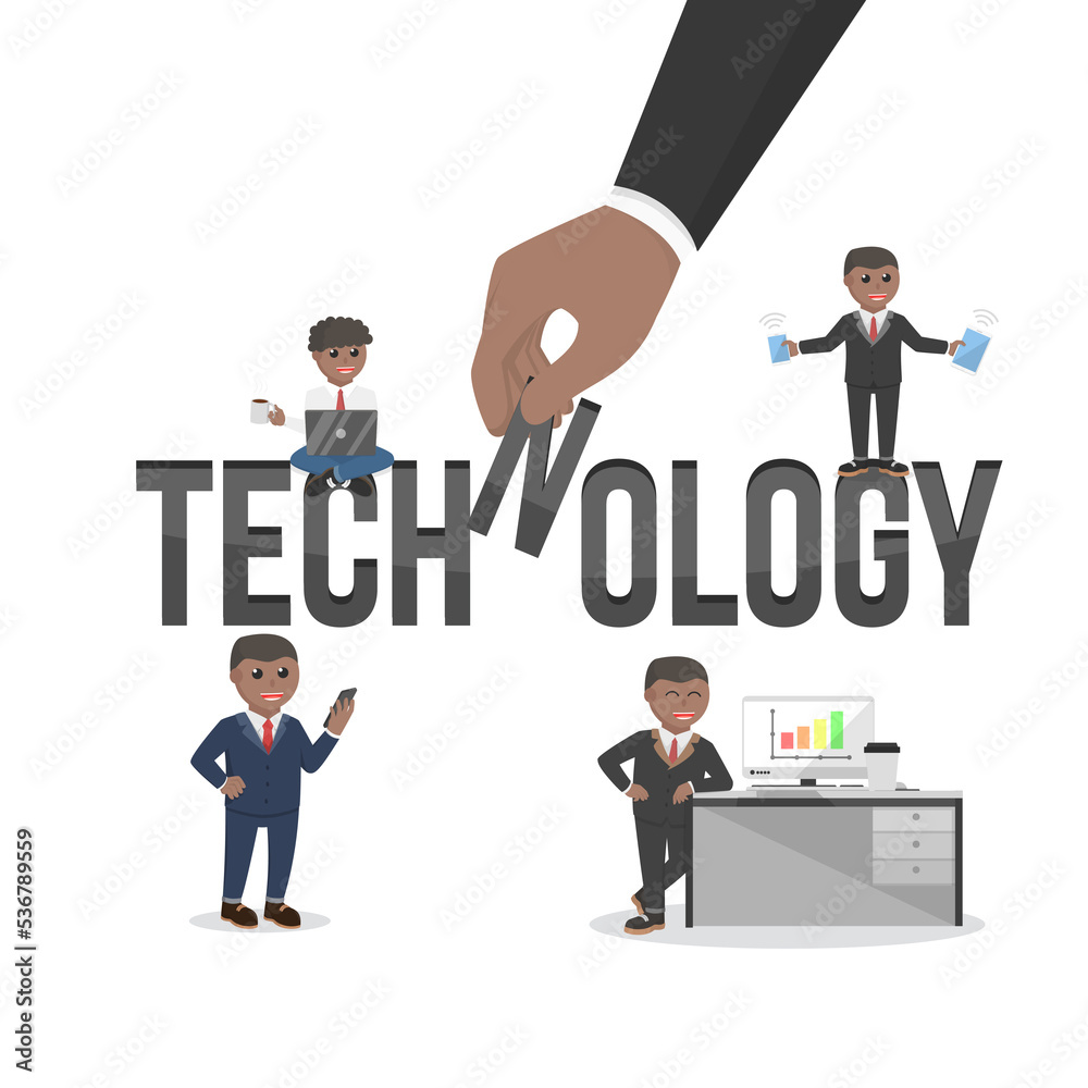 business african technology design character with text business african technology design character with text