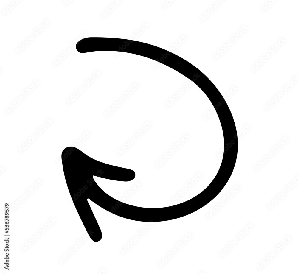 Rounded arrow icon. Logo, clipart, sketch, icon, template. Vector image isolated on a white background. Rounded arrow icon. Logo, clipart, sketch, icon, template. Vector image isolated on a white background.