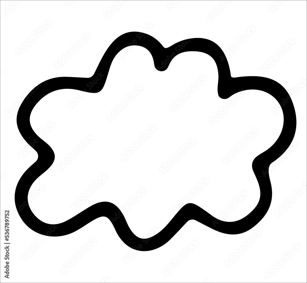 Cloud silhouette. .Outline,black and white sketch, logo, clipart, icon, icon, template. Isolated object on a white background. Vector image.