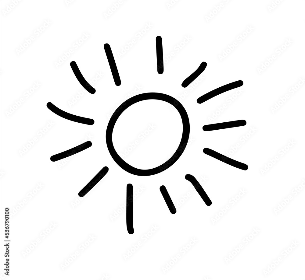 The sun icon, a symbol of summer. Logo, clipart, sketch, icon, template. Vector image isolated on a white background. Hand-drawn illustration in a flat style. The sun icon, a symbol of summer. Logo, clipart, sketch, icon, template. Vector image isolated on a white background. Hand-drawn illustration in a flat style.