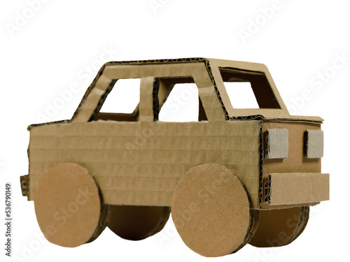 Recycled cardboard was used to make this car model