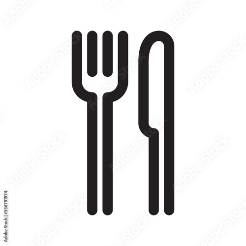 Fork and knife outline icon. Linear style restaurant food symbol. Dinner sign. Editable stroke. Vector graphics