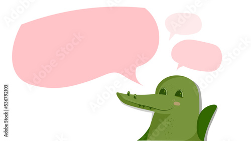 banner  advertisement. banner vector illustration. the crocodile expresses an opinion. thought bubbles. Discussion  conversation or brainstorming for idea  meeting  debate or team communication  colle