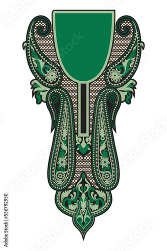 women dress neck collar design, neckline beautiful design vector illustration with paisley 