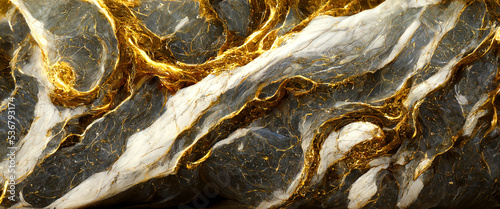 Marble with golden texture with waves, 3d rendering.