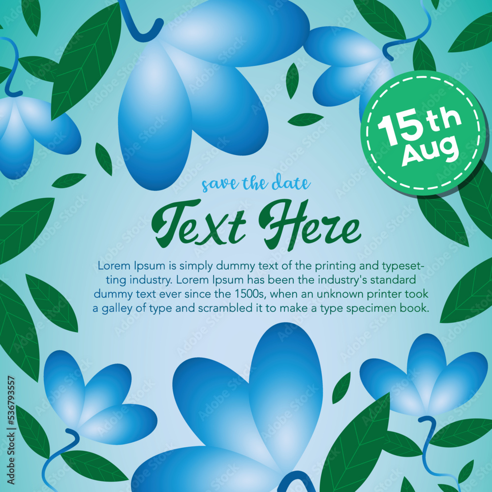 Colorful floral wedding invitation card design template vector ...
