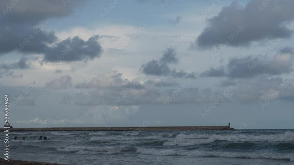 Time lapse, stormy clouds over the sea