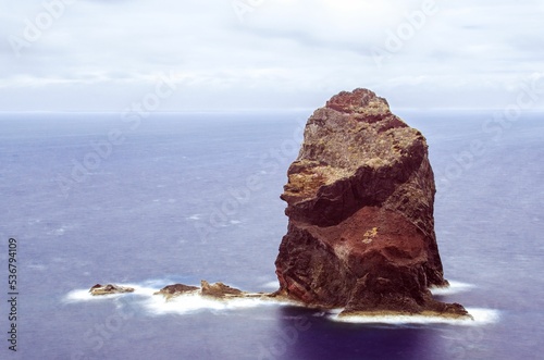 Rock in the Atlantic Ocean, Beautiful landscape at the north coast of Ponta de Sao Lourenco photo