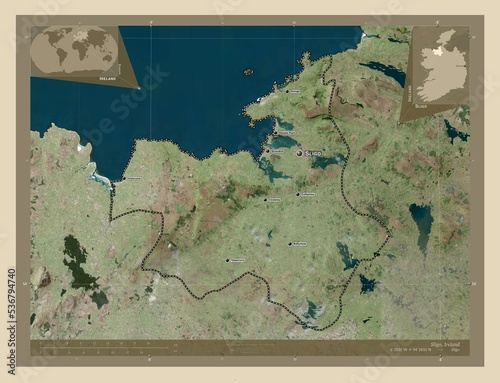 Sligo, Ireland. High-res satellite. Labelled points of cities photo