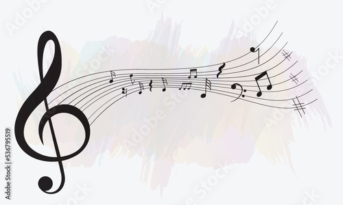 Abstract design background with colourful music notes, Music notes design 2022,Musical notes background