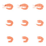 A vector drawn prawn illustration with various colors and amount of details