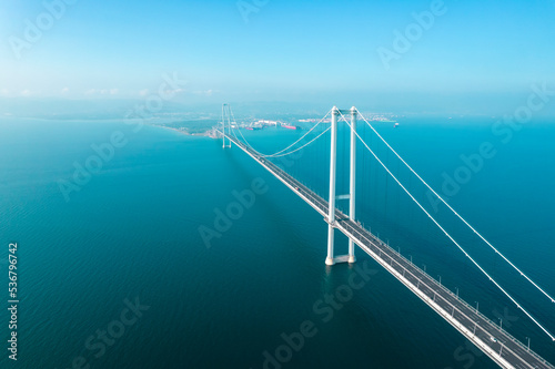 Osmangazi Bridge (Izmit Bay Bridge). IZMIT, KOCAELI, TURKEY. Aerial shot with drone. photo