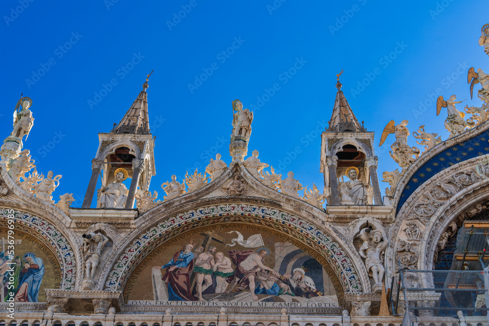 The Cathedral Basilica of Venice (Cattedrale di San Marco), an example of the 