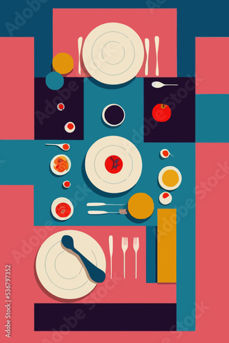 Top view of a dinner table