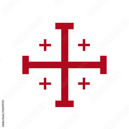 Vector illustration red Jerusalem cross