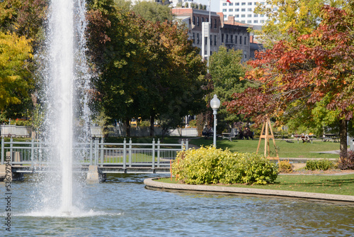 Park with fall colors in the beautiful town of Montreal, Canana, Quebec