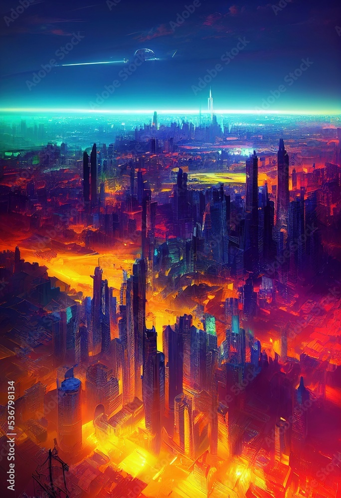 Beautiful futuristic city skyscraper cityscape