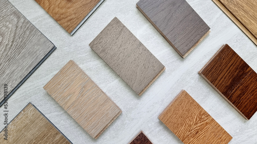 samples of interior wooden flooring material consists oak, walnut, ash
