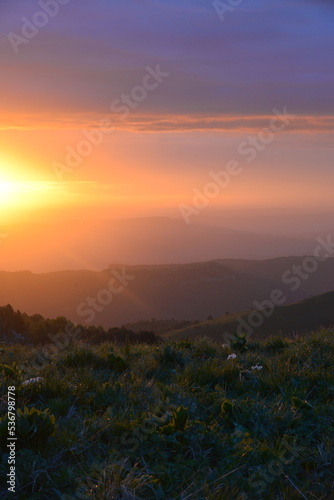 morning sun and mountain