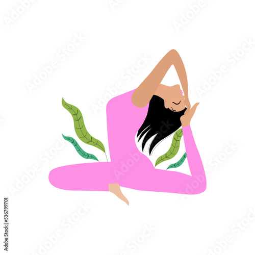 Woman making Yoga Asana isolated On White