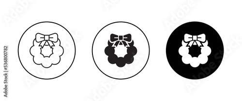 christmas wreaths icon, icons, editable stroke, flat design style isolated on white linear pictogram, button, vector, sign, symbol, logo, illustration
