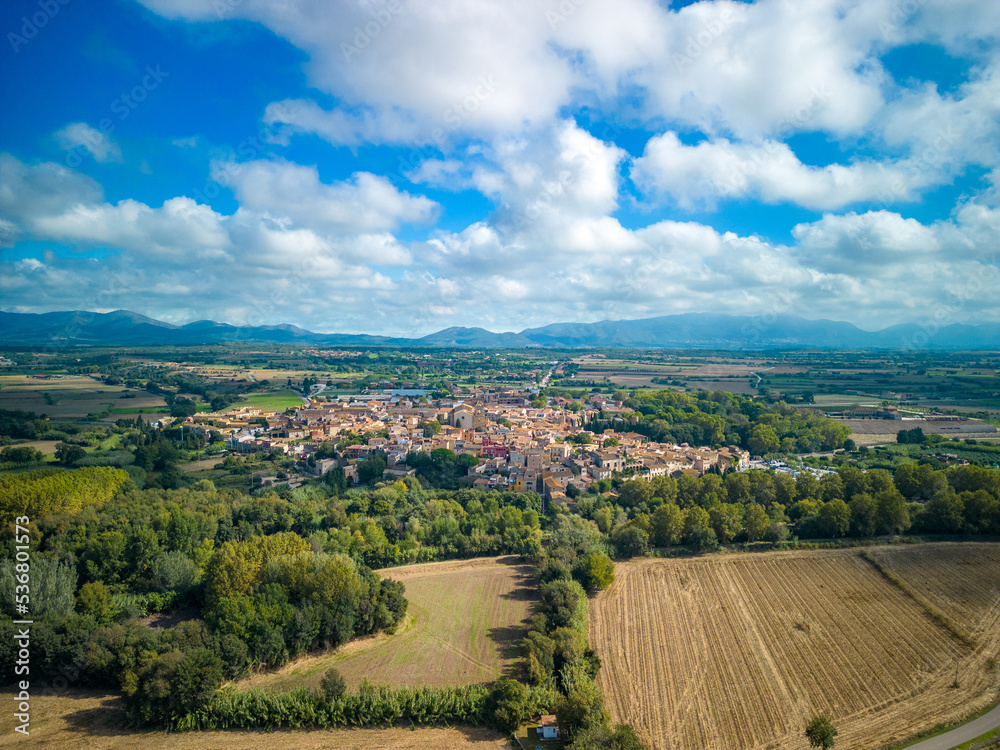 Peralada small medieval Spanish town on the Costa Brava in Girona aerial images castle winery