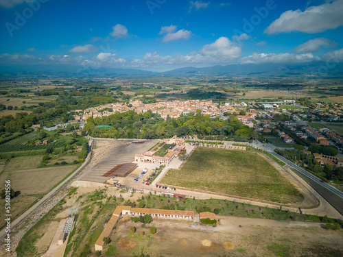 Peralada small medieval Spanish town on the Costa Brava in Girona aerial images castle winery © Osvaldo Mussi