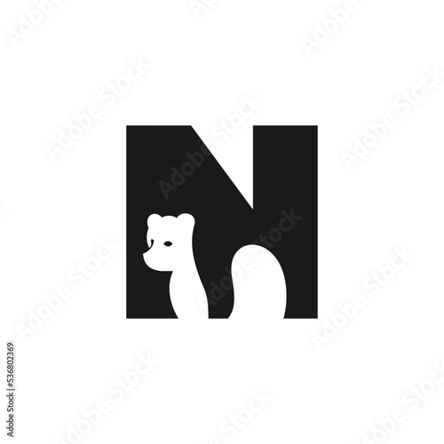 letter N baby bear logo